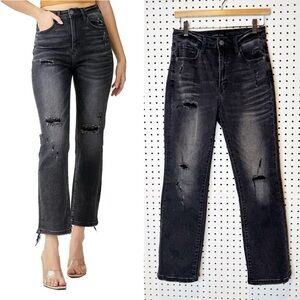 Risen | Vintage Washed Straight Leg Jeans- RDP1268 - In Black Sz. 5/27